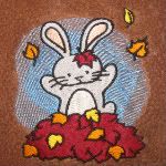 Custom Fall Bunny Embroidered Crescent Moon Yoga Pants