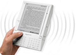 Photograph of a hot e-book reader, known as The Kindle, heavily promoted by Jeff Bezos of Amazon.com