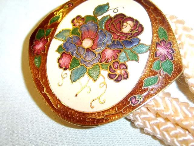 VINTAGE PEACH FLOWER UNICORN ROPE CLOISONNE WAIST CINCH BELT VINTAGE PEACH FLOWER UNICORN ROPE CLOISONNE WAIST CINCH BELT