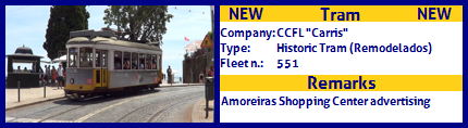 CCFL 

Carris Historic Tram Fleet number 551 Amoreiras shopping center advertising