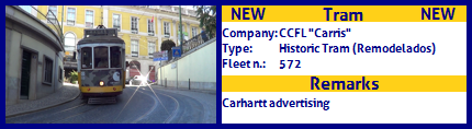 CCFL Carris Historic Tram 

Fleet number 572 Carhartt advertising