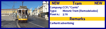 CCFL Carris Historic Tram 

Fleet number 576 Carhartt advertising