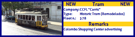CCFL Carris 

Historic Tram Fleet number 578 Colombo shopping center advertising