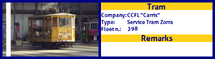 CCFL Carris Historic Tram Fleet number Service Tram Fleet number 398