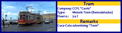 CCFL Carris Historic Tram Fleet number 547 Coca-Cola advertising