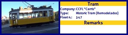 CCFL Carris Historic Tram Fleet number 547