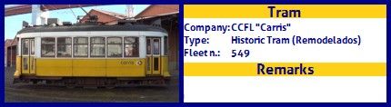 CCFL Carris Historic Tram Fleet number 549