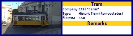 CCFL Carris Historic Tram Fleet number 550