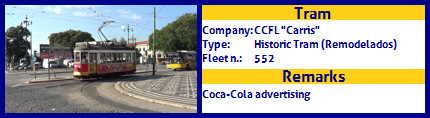 CCFL Carris Historic Tram Fleet number 552 Coca-Cola advertising