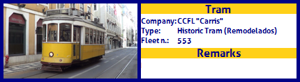 CCFL Carris Historic Tram Fleet number 553