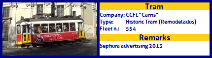 CCFL Carris Historic Tram Fleet number 554 Sephora 2013 advertising