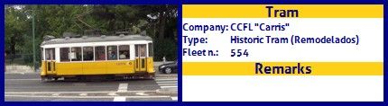 CCFL Carris Historic Tram fleet number 554