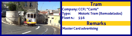 CCFL Carris Historic Tram Fleet number 556 Master Card advertising
