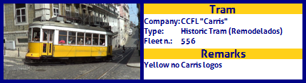CCFL Carris Historic Tram fleet number 556