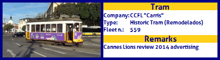 CCFL Carris Historic Tram Fleet number 559 Cannes Lions review 2014 advertising