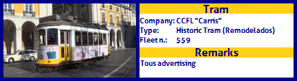 CCFL Carris Historic Tram Fleet number 559 Tous advertising