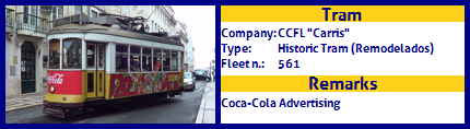 CCFL Carris Historic Tram Fleet number 561 Coca-Cola advertising