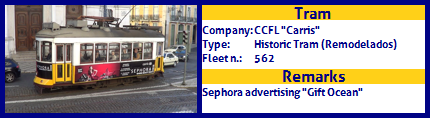 CCFL Carris Historic Tram Fleet number 562 Sephora Gift Ocean advertising