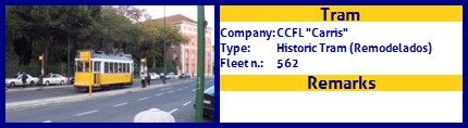 CCFL Carris Historic Tram fleet number 562