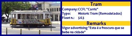 CCFL Carris Historic Tram fleet number 563 Vigor Esta é a frescura que se bebe na cidade Advertising