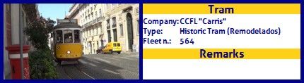 CCFL Carris Historic Tram fleet number 564
