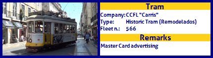 CCFL Carris Historic Tram Fleet number 566 Master Card Advertising