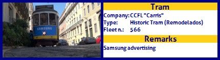 CCFL Carris Historic Tram fleet number 566 Samsung advertising