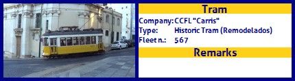 CCFL Carris Historic Tram fleet number 567