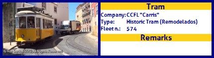 CCFL Carris Historic Tram fleet number 574