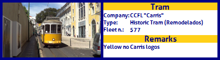 CCFL Carris Historic Tram Fleet number 577
