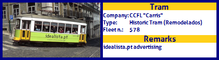 CCFL Carris Historic Tram Fleet number 578 idealista.pt advertising