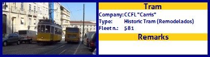 CCFL Carris Historic Tram fleet number 581