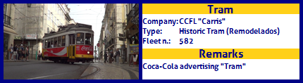 CCFL Carris Historic Tram Fleet number 582 Coca-Cola advertising