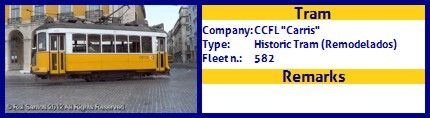CCFL Carris Historic Tram fleet number 582