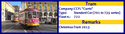 CCFL Carris Historic Tram Fleet number 722 Christmas Tram 2013