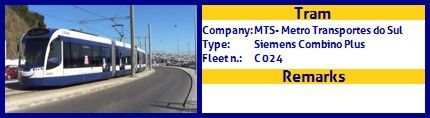 MTS - Metro Transportes do Sul Tram Siemens Combino Plus Fleet number C024