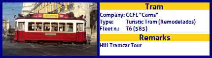 CCFL Carris Historic Tram Fleet number 6 (585) Hills Tramcar Tour