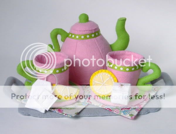 Felt Play Food Pattern Teapot Tea Party Set Dishes Cup